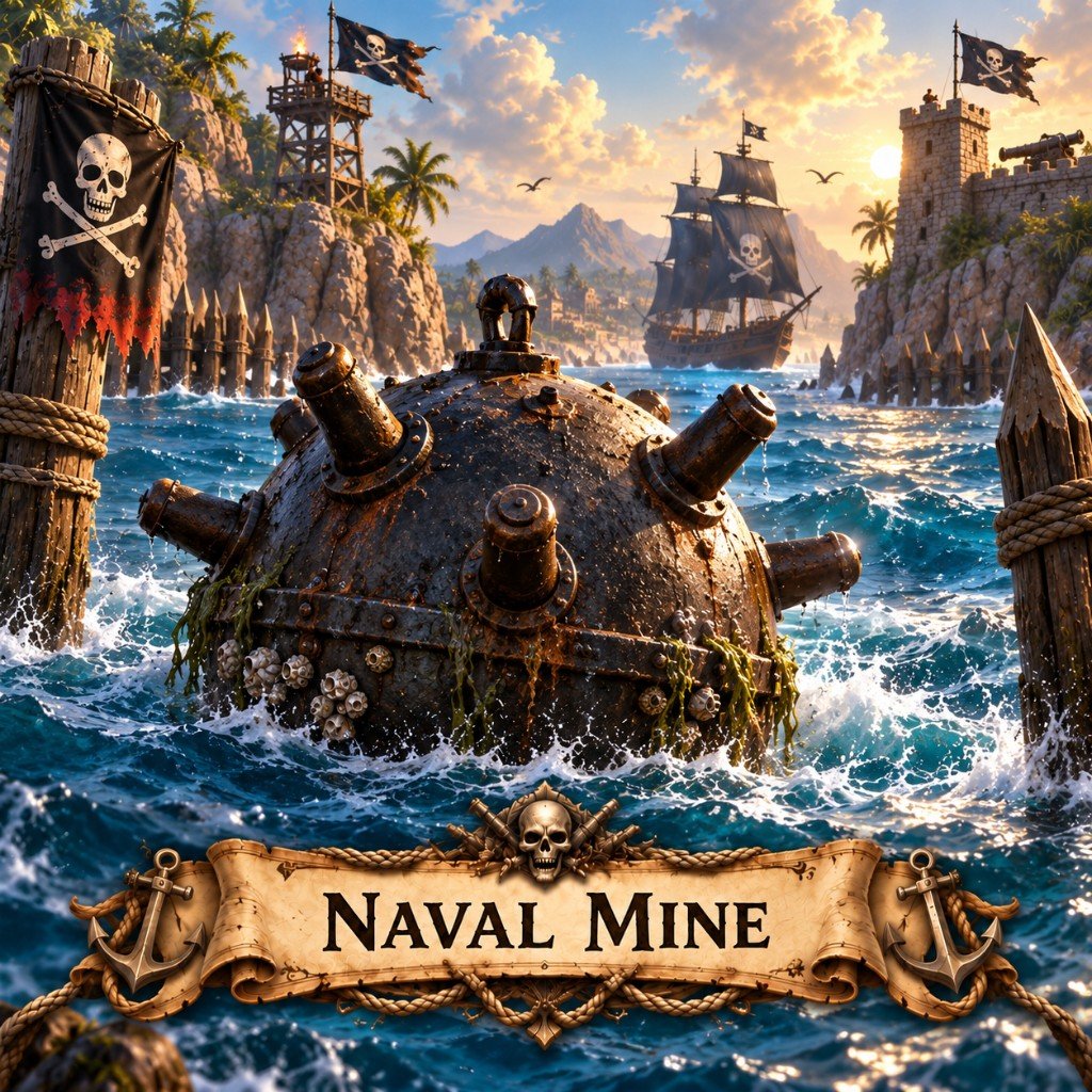 Naval Mine art for Claiming Cosmos: a horned mine in a channel